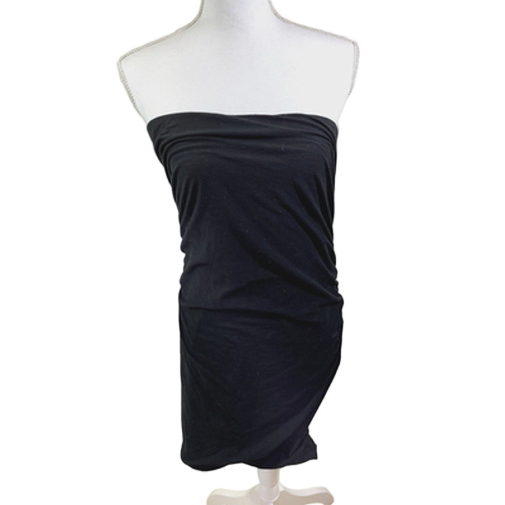 Standard James Perse Black Jersey Knit Ruched Mini Bodycon Dress Sz 4